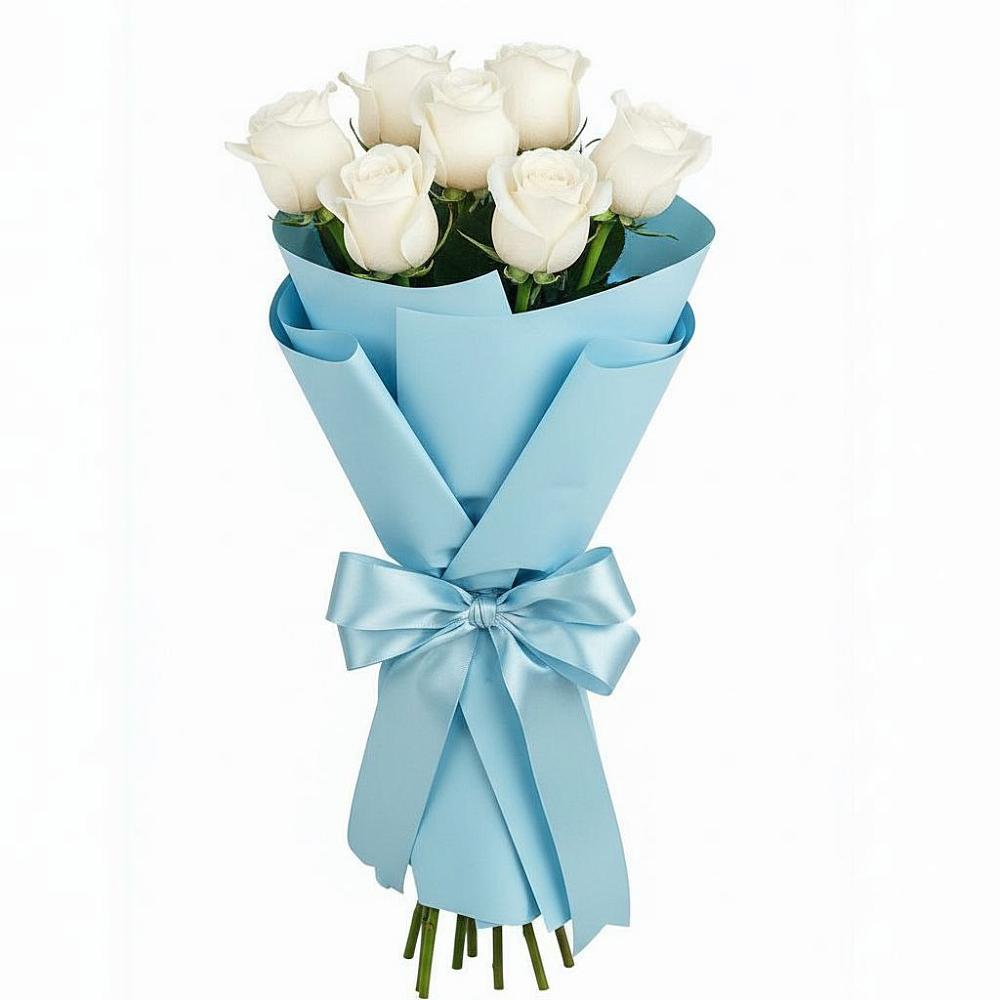 Букет 7 белых роз Проуд в Неклюдово Нижегородская область