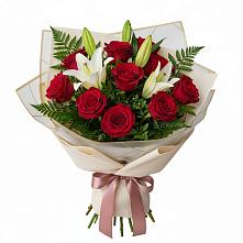 Букет цветов из:  Лилии и Розы в Неклюдово Нижегородская область