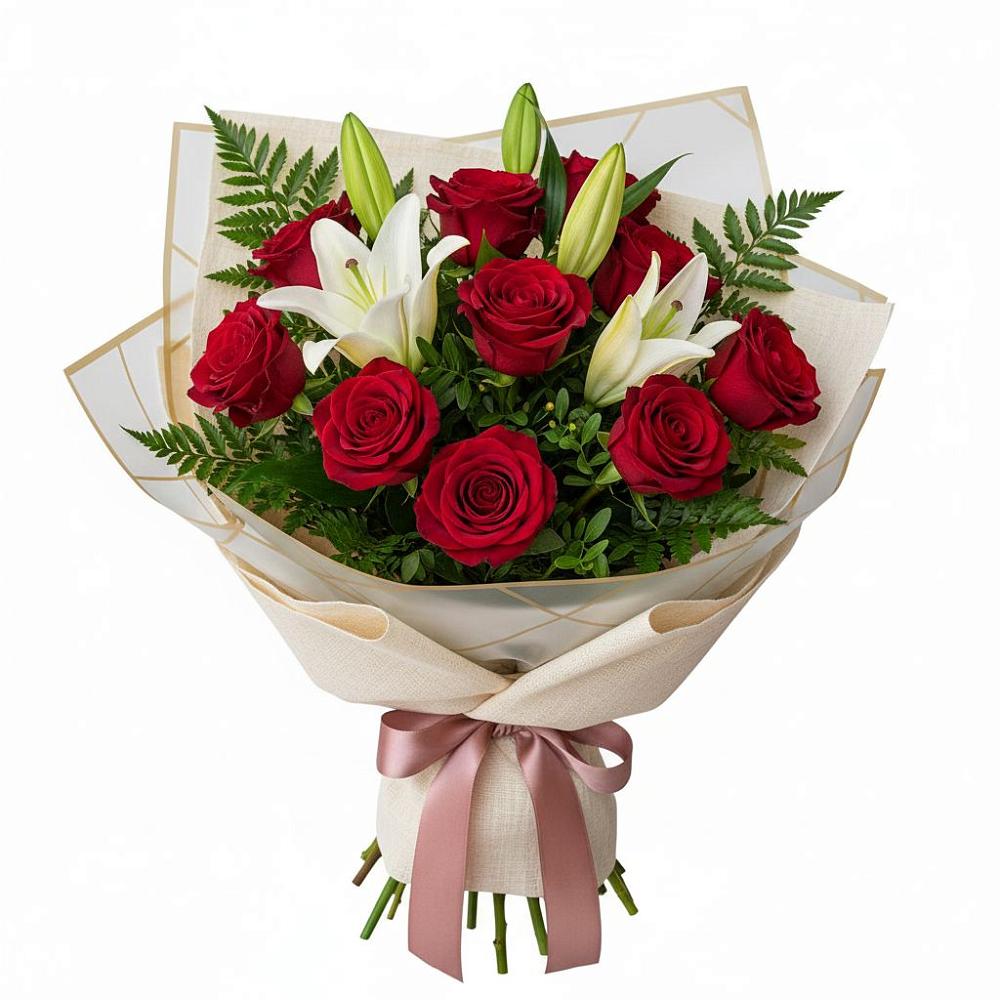 Букет цветов из: Лилии и Розы в Неклюдово Нижегородская область