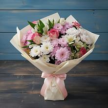 Букет цветов из:  Хризантемы, Альстромерии и Розы в Неклюдово Нижегородская область