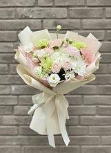 Букет цветов из:  Гвоздики, Розы, Лизиантусы и Хризантемы в Неклюдово Нижегородская область